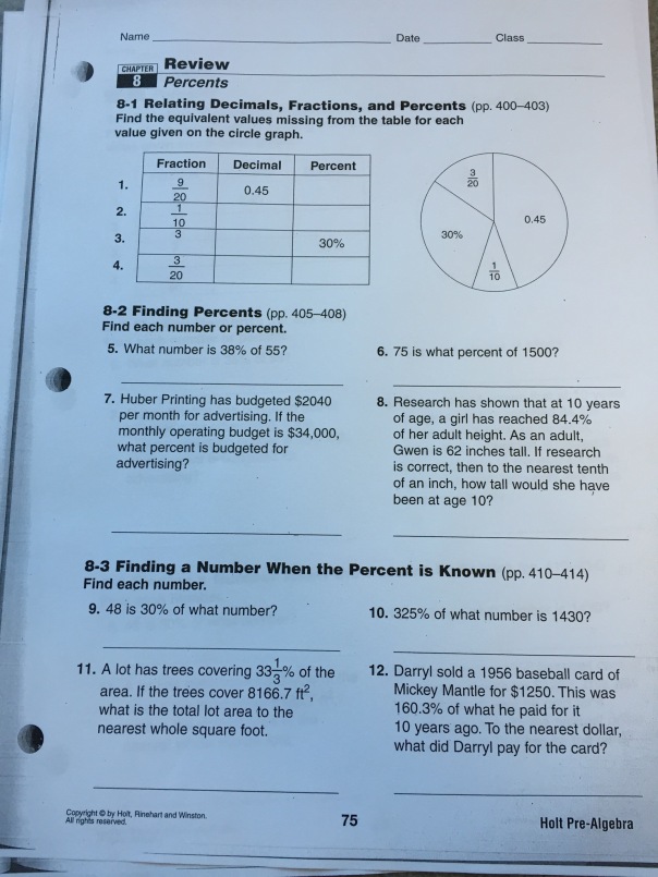 Help with math homework for 8th grade